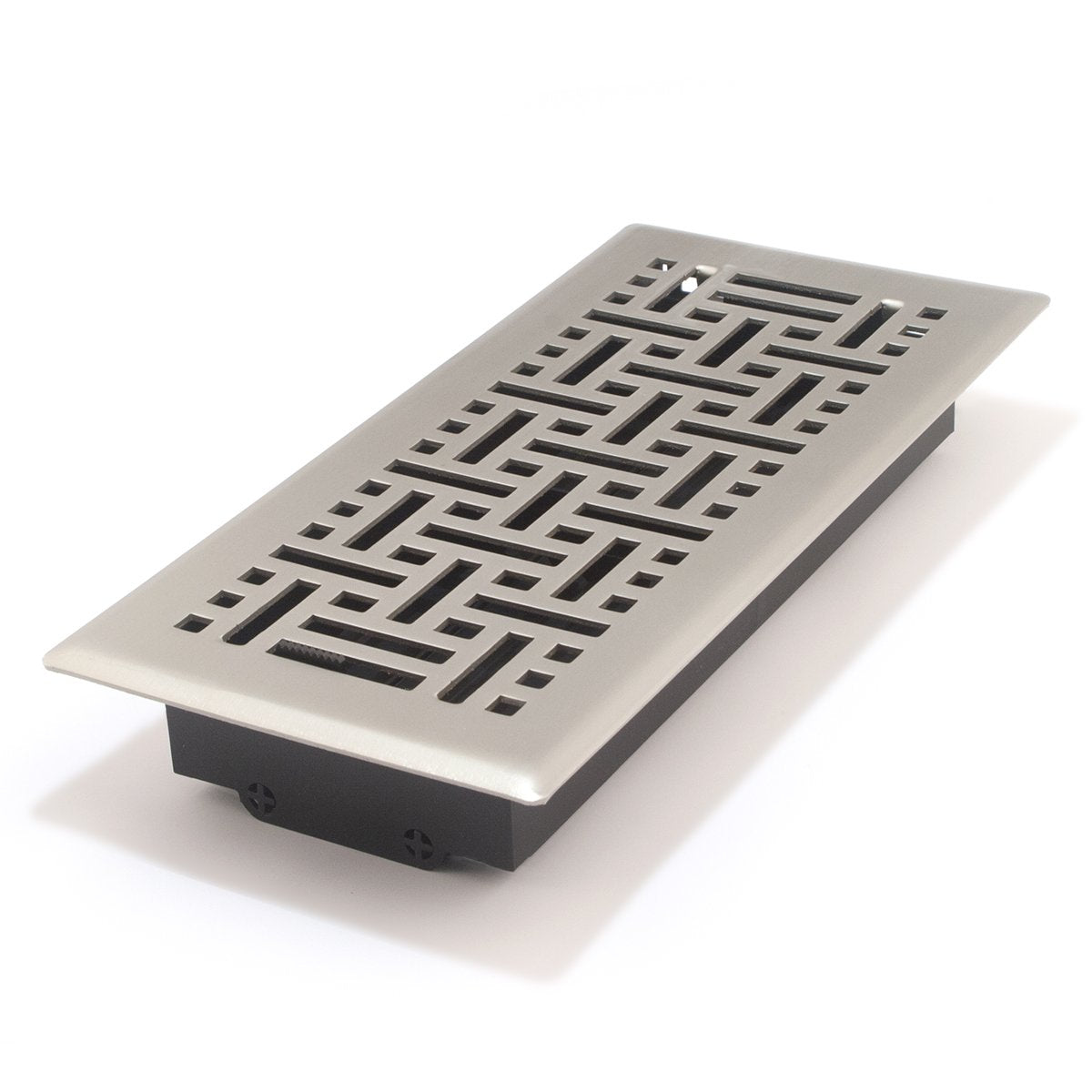 2&quot; X 12&quot; Modern Victorian Floor Register Grille With Dampers - Decorative Grate - HVAC Vent Duct Cover - Satin Nickel - HVAC PremiumVF - WB 2x12 SN