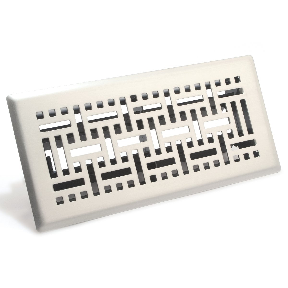 2&quot; X 12&quot; Modern Victorian Floor Register Grille With Dampers - Decorative Grate - HVAC Vent Duct Cover - Satin Nickel - HVAC PremiumVF - WB 2x12 SN