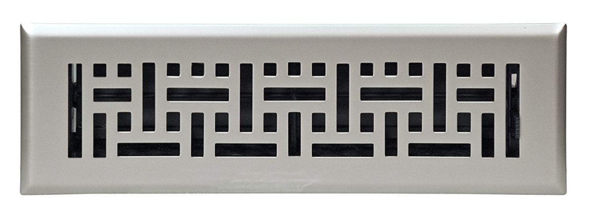 2" X 12" Modern Victorian Floor Register Grille With Dampers - Decorative Grate - HVAC Vent Duct Cover - Satin Nickel - HVAC PremiumVF - WB 2x12 SN