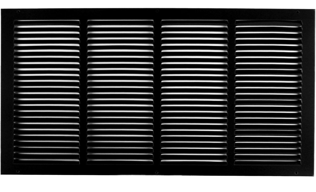 20"W X 12"H [Duct Opening] Steel Air Vent Return Grille - HVAC VENT DUCT COVER DIFFUSER - [Outer Dimensions: 21.75"W X 13.75"H] - HVAC PremiumRG2012 Black HP