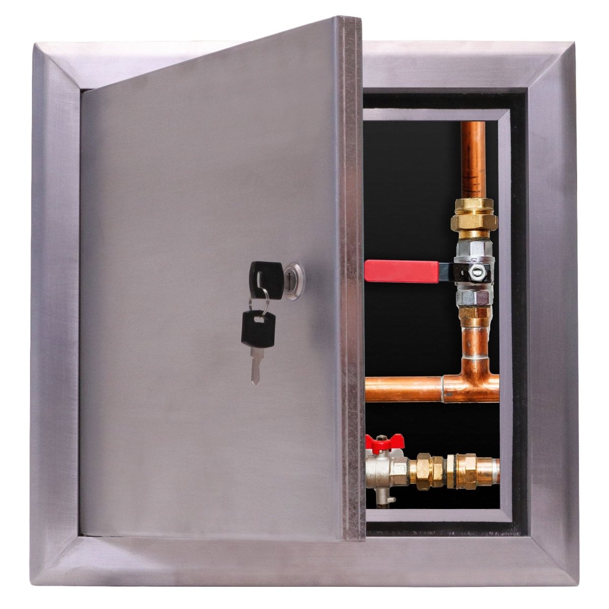 24" X 24" Aluminum Insulated Fire Resistant Access Panel Door For Wall / Ceiling Application (Lock and Key) With Frame - [Outer Dimensions: 25" Width X 25" Height] - HVAC PremiumAD - A - 390 - 24x24