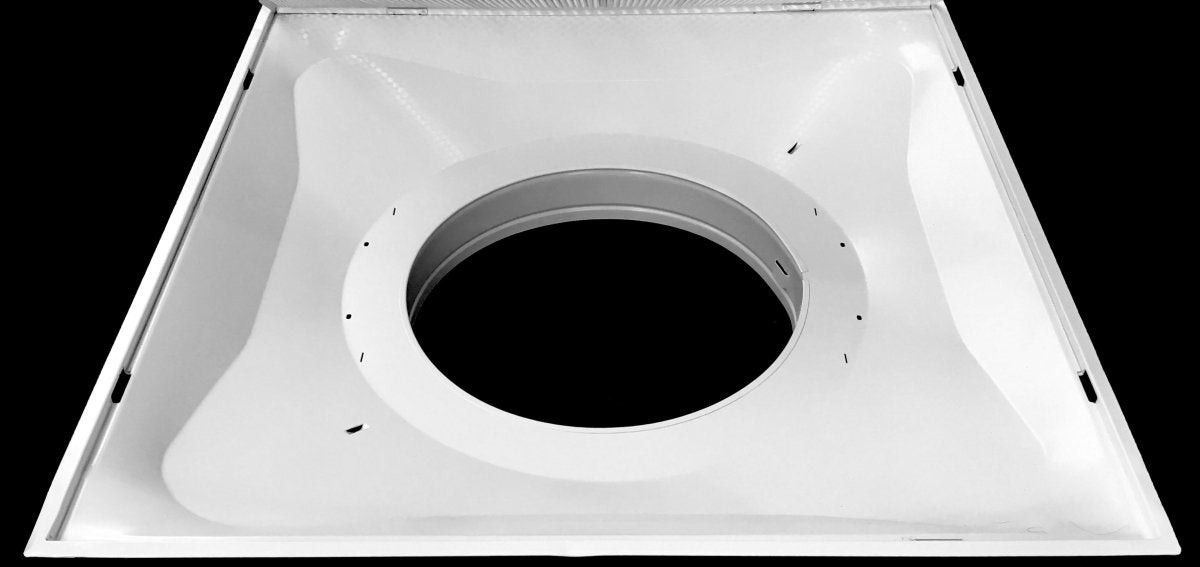 24&quot; x 24&quot; T - Bar Drop Ceiling Perforated Return Grill - Metal Back Casing - With 12&quot; Collar - HVAC PremiumLPRM12
