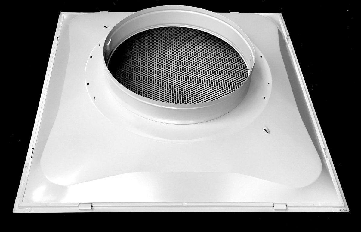 24&quot; x 24&quot; T - Bar Drop Ceiling Perforated Return Grill - Metal Back Casing - With 12&quot; Collar - HVAC PremiumLPRM12