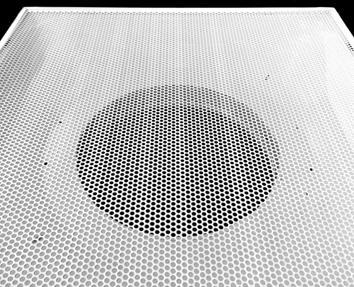 24&quot; x 24&quot; T - Bar Drop Ceiling Perforated Return Grill - Metal Back Casing - With 12&quot; Collar - HVAC PremiumLPRM12
