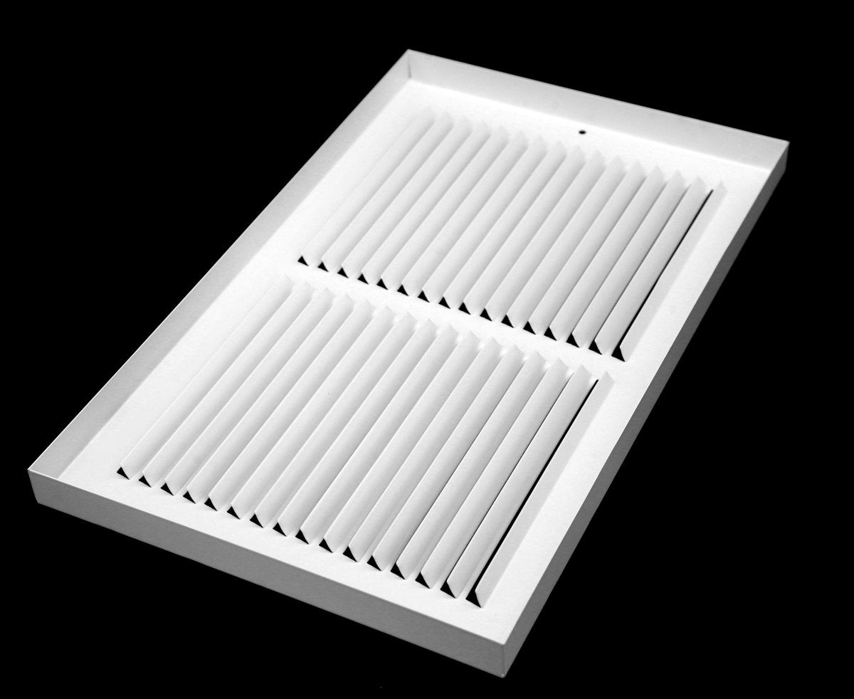 24" X 8" Baseboard Return Air Grille - HVAC Vent Duct Cover - 7/8" Margin Turnback For Flush Fit With Baseboard Work - White - HVAC PremiumBRG248 HP - 1