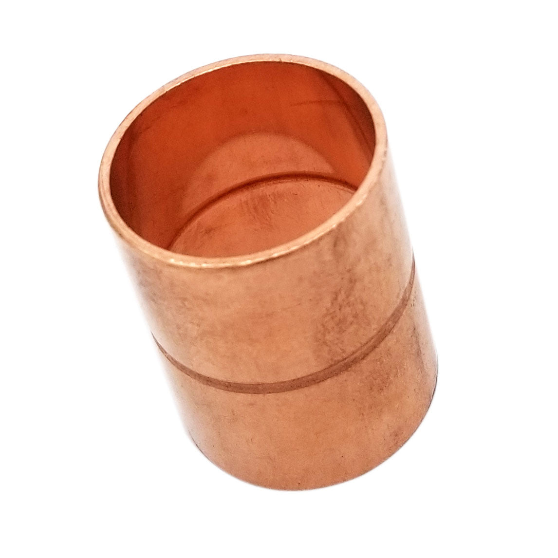 Copper Fitting 3/8 Inch (HVAC Outer Dimension) 1/4 Inch (Plumbing Inner Dimension) - Straight Copper Coupling Fittings With Rolled Tube Stop & HVAC – 99.9% Pure Copper - 5 Pack