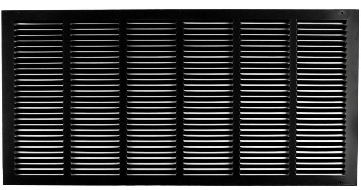 30"W X 14"H [Duct Opening] Steel Air Vent Return Grille - HVAC VENT DUCT COVER DIFFUSER - [Outer Dimensions: 31.75"W X 15.75"H] - HVAC PremiumRG3014 Black