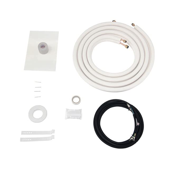 3/8" - 5/8" White Insulated Copper Coil Line Set 16' Long - Flare Nut KIT - Seamless Pipe Tube for HVAC, Refrigerant - 3/8" Insulation - HVAC PremiumLS 3858 38WTW 5KIT