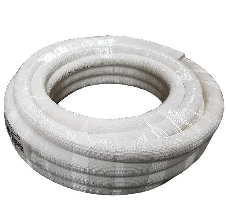 3/8" Insulated Copper Coil Line - 1/2" White Insulation - 15' Long - HVAC PremiumCL 38 12W 15