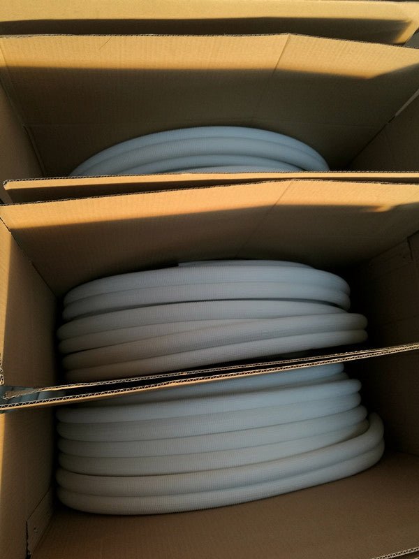 3/8" Insulated Copper Coil Line - 1/2" White Insulation - 15' Long - HVAC PremiumCL 38 12W 15