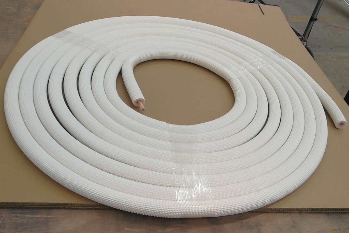 3/8" Insulated Copper Coil Line - 1/2" White Insulation - 15' Long - HVAC PremiumCL 38 12W 15