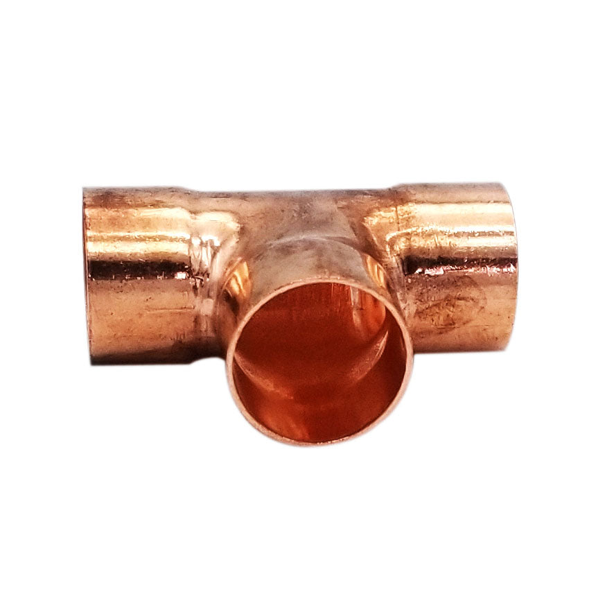Copper Fitting 3/8 Inch (HVAC Outer Dimension) 1/4 Inch (Plumbing Inner Dimension) - Copper Tee & HVAC – 99.9% Pure Copper - 10 Pack