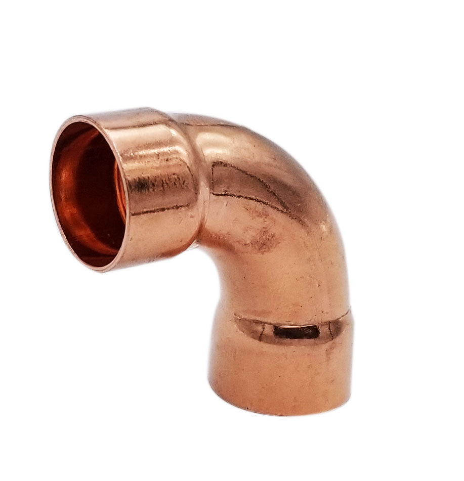 Copper Fitting 1/4 Inch (HVAC Outer Dimension) 1/8 Inch (Plumbing Inner Dimension) Copper 90 Degree Elbow Fitting Connector - 99.9% Pure Copper - 5 Pack