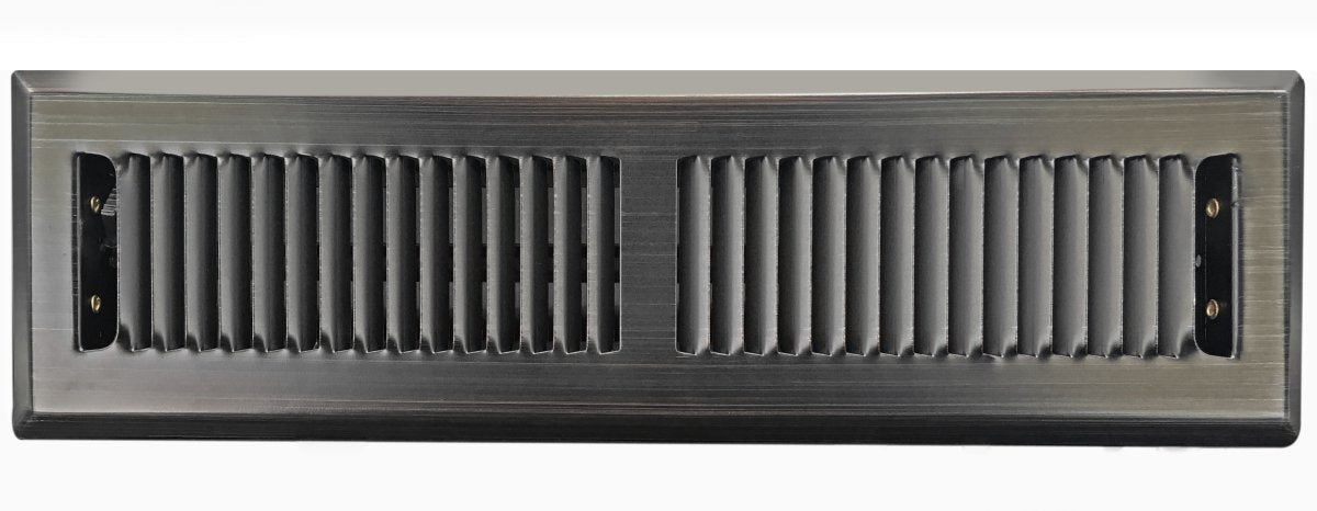 4" X 10" Modern Floor Register Grille With Dampers - Contempo Slotted Grate - HVAC Vent Duct Cover - Brushed Metal - HVAC PremiumCSF 4x10 MB