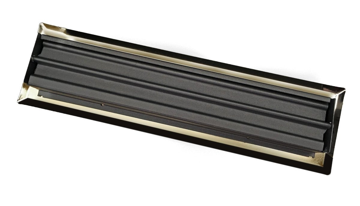 4&quot; X 10&quot; Modern Floor Register Grille With Dampers - Contempo Slotted Grate - HVAC Vent Duct Cover - Polished Brass - HVAC PremiumCSF 4x10 PB