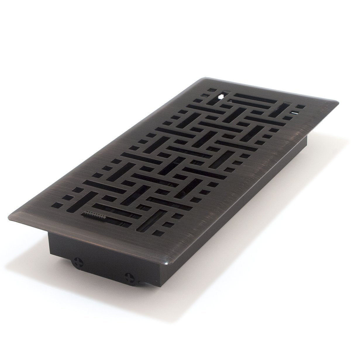 4&quot; X 10&quot; Modern Victorian Floor Register Grille With Dampers - Decorative Grate - HVAC Vent Duct Cover - Matte Black - HVAC PremiumVF - WB 4x10 MB