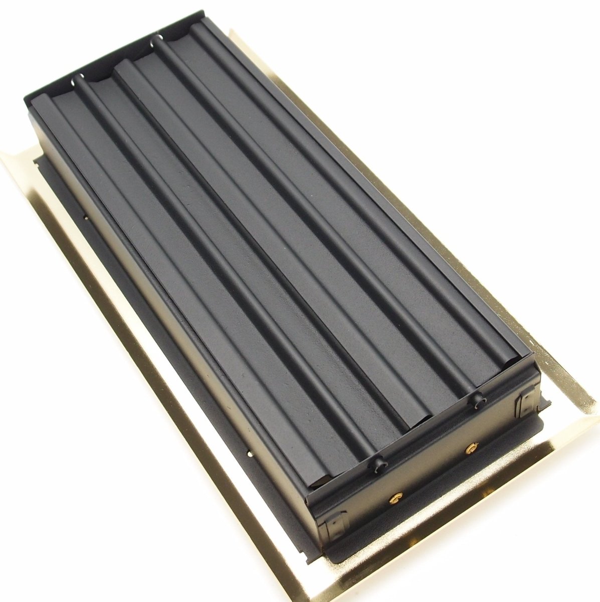 4&quot; X 10&quot; Modern Victorian Floor Register Grille With Dampers - Decorative Grate - HVAC Vent Duct Cover - Matte Black - HVAC PremiumVF - WB 4x10 MB