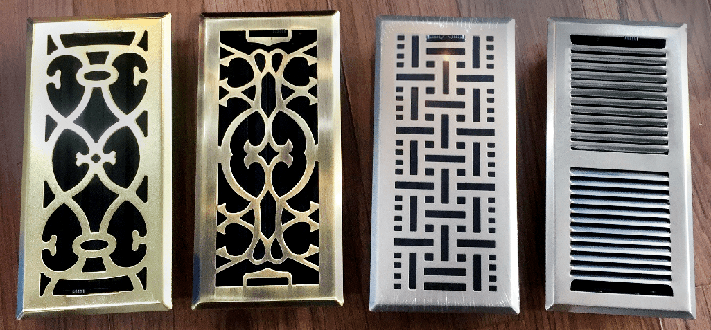 4&quot; X 10&quot; Modern Victorian Floor Register Grille With Dampers - Decorative Grate - HVAC Vent Duct Cover - Matte Black - HVAC PremiumVF - WB 4x10 MB