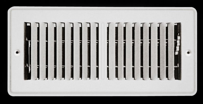 4&quot; X 14&quot; Mobile Home RV Floor Register Vent Grille with Back Dampers - Fixed Blades - 2 way Deflection - White - HVAC PremiumFR M 414 White