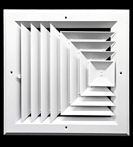 10&quot; x 10&quot; 3-WAY SUPPLY GRILLE - DUCT COVER &amp; DIFFUSER - LOW NOISE - For Ceiling - With Opposing Damper Blades