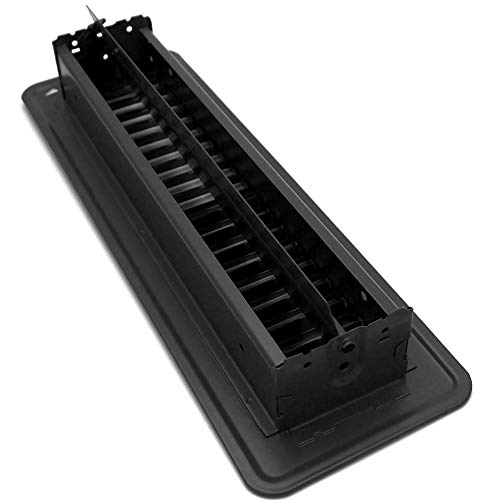 2&quot; X 14&quot; FLOOR REGISTER WITH LOUVERED DESIGN - FIXED BLADES RETURN SUPPLY AIR GRILL - WITH DAMPER &amp; LEVER - BLACK