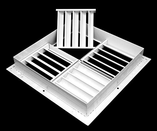 20&quot;w X 20&quot;h Extruded Aluminum Adjustable Surface Mount Supply Ceiling HVAC Air Grille – Interchangeable: 1-Way, 2-Way, 3-Way or 4-Way - Vent Duct Cover [Outer Dimensions: 21.125&quot; X 21.125&quot;]