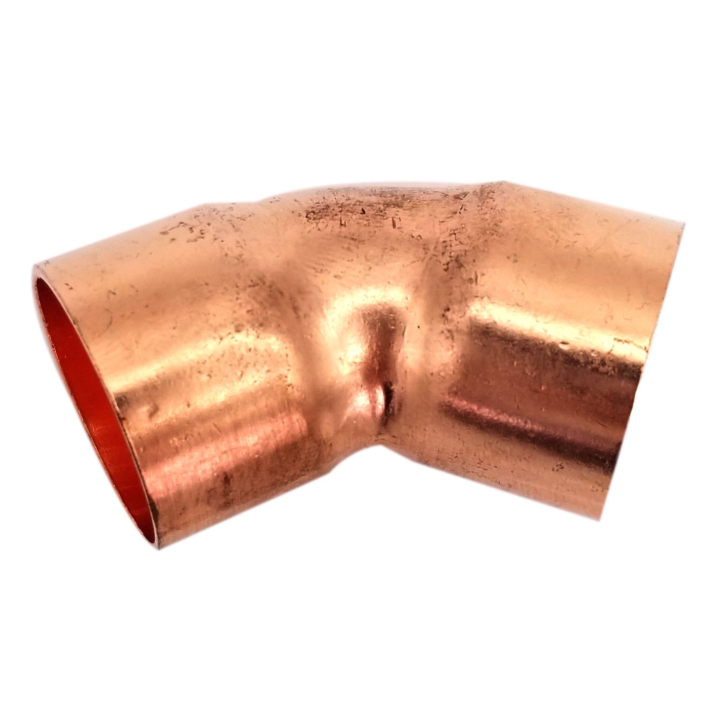 Copper Fitting 3/8 Inch (HVAC Outer Dimension) 1/4 Inch (Plumbing Inner Dimension) - 45 Degree Copper Pressure Elbow & HVAC – 99.9% Pure Copper - 10 Pack