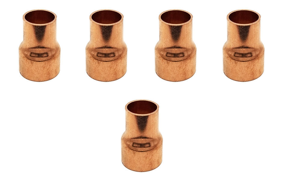 Copper Fitting 5/8 to 1/2 (HVAC Dimensions) Reducer / Increaser Copper Coupling & HVAC – 1/2 to 3/8 (Plumbing Inner Dimensions) 99.9% Pure Copper - 5 Pack