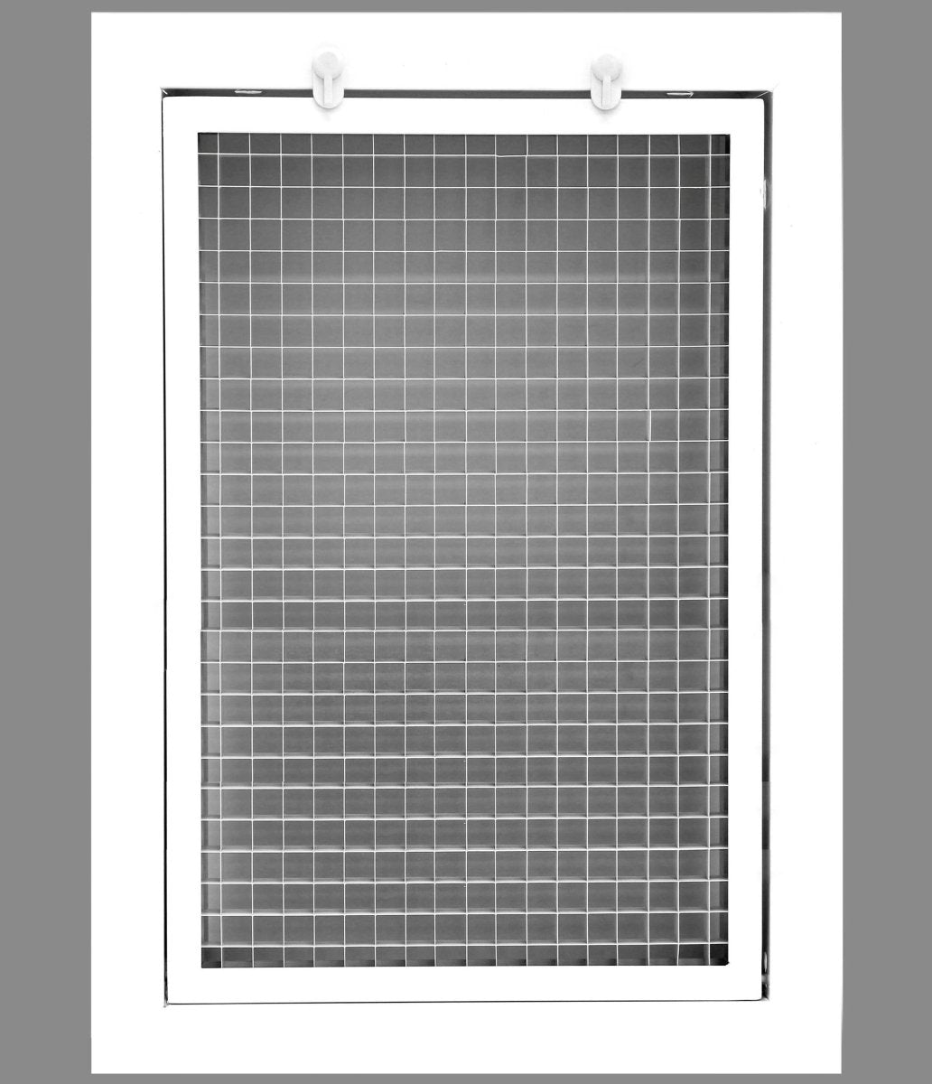 6" x 12" or 6" x 12" Cube Core Eggcrate Return Air Filter Grille for 1" Filter - Aluminum - White [Outer Dimensions: 8.5" X 14.5"] - HVAC PremiumCRFG612