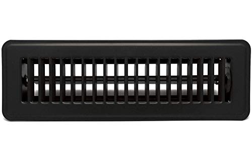 6" X 8" FLOOR REGISTER WITH LOUVERED DESIGN - FIXED BLADES RETURN SUPPLY AIR GRILL - WITH DAMPER & LEVER - BLACK - HVAC PremiumFR68BL