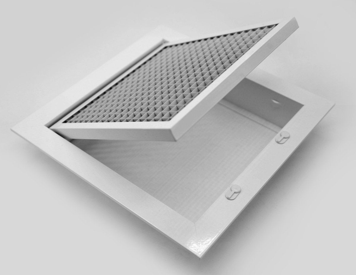 6&quot; x 8&quot; or 8&quot; x 6&quot; Cube Core Eggcrate Return Air Filter Grille for 1&quot; Filter - Aluminum - White [Outer Dimensions: 8.5&quot; X 10.5&quot;] - HVAC PremiumCRFG68