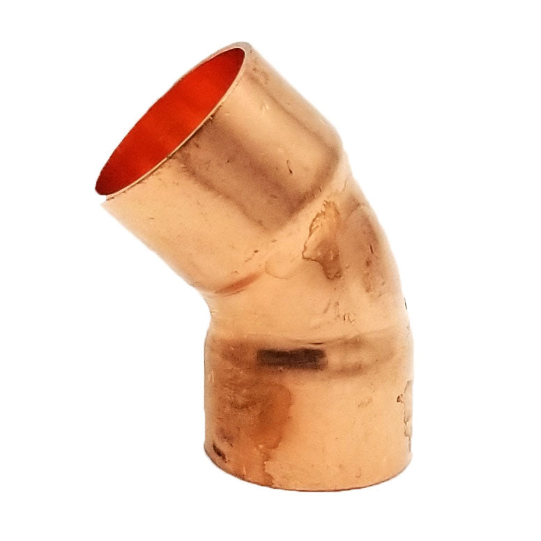 Copper Fitting 3/4 Inch (HVAC Outer Dimension) 5/8 Inch (Plumbing Inner Dimension) - 45 Degree Copper Pressure Elbow & HVAC – 99.9% Pure Copper - 5 Pack