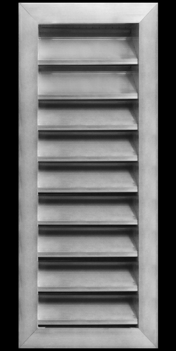 6"w X 20"h Aluminum Exterior Gable Louver Vent for Walls & Crawlspace - Weather - Resistant Air Grille with Screen Mesh - [Outer Dimensions 7.75"w x 21.75"h] - HVAC PremiumLO620