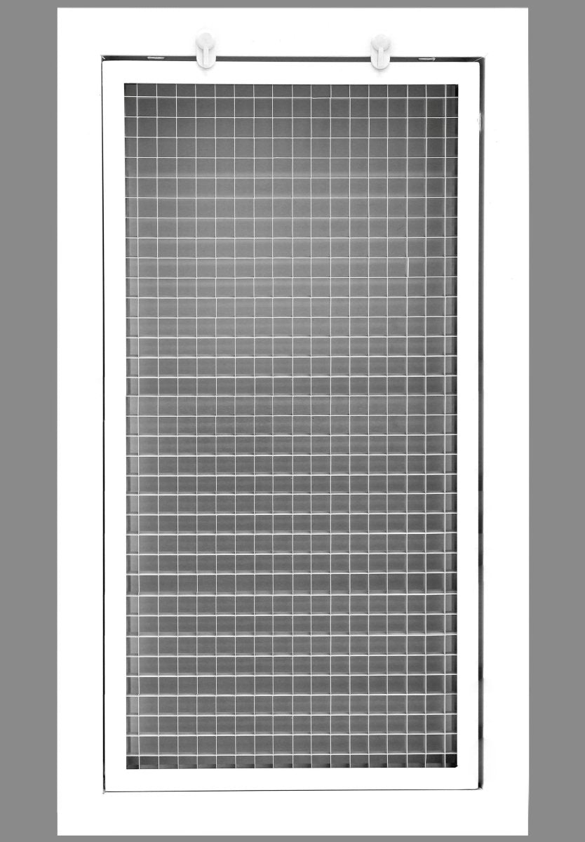 8" x 18" or 18" x 8" Cube Core Eggcrate Return Air Filter Grille for 1" Filter - Aluminum - White [Outer Dimensions: 10.5" X 20.5"] - HVAC PremiumCRFG818