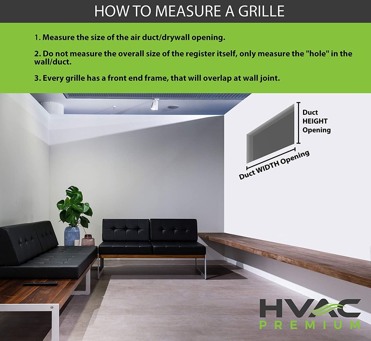 8&quot; X 2&quot; Toe Kick Grille - HVAC Vent Cover [Outer Dimensions: 9.5 X 3.5] - Black - HVAC PremiumTSG28BL