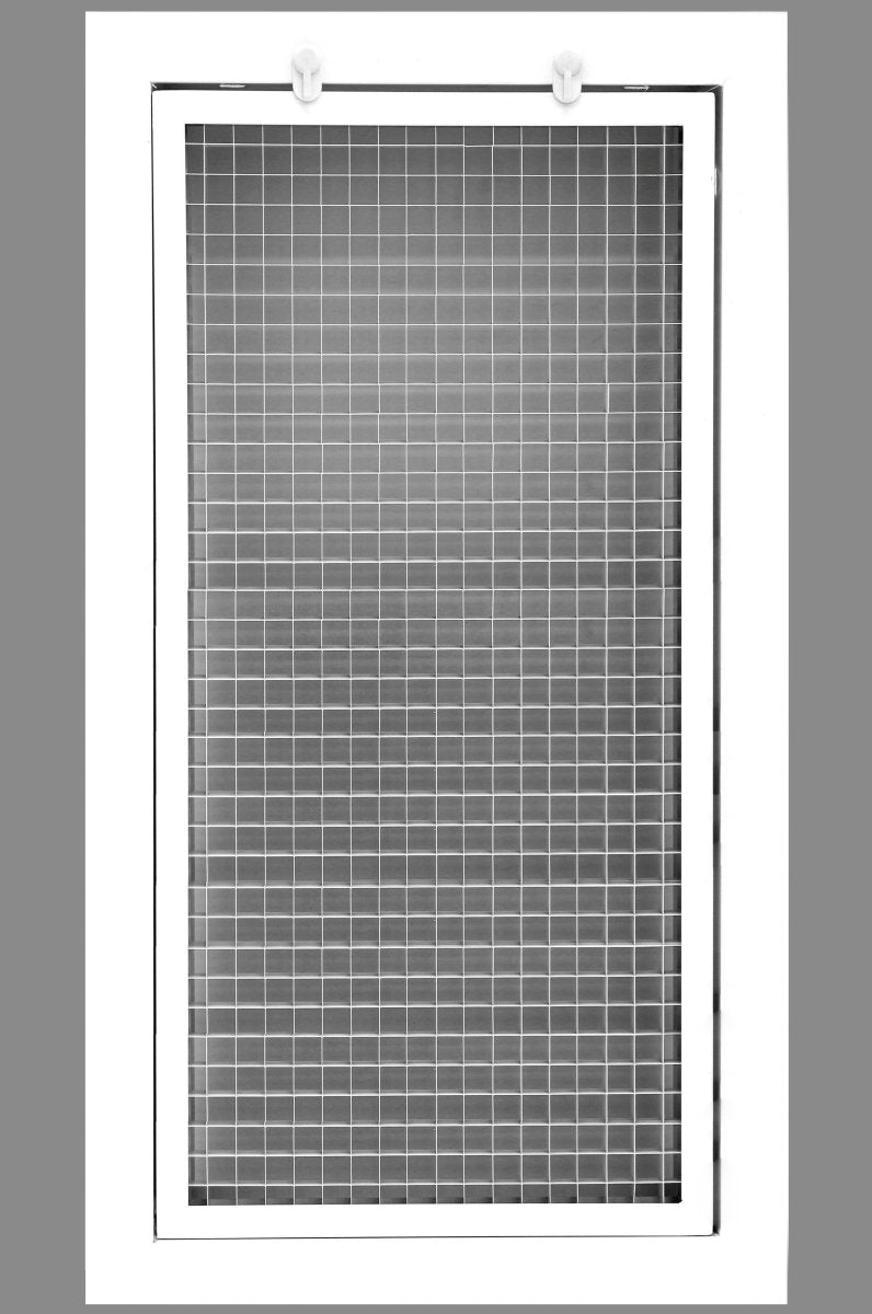 8" x 20" or 20" x 8" Cube Core Eggcrate Return Air Filter Grille for 1" Filter - Aluminum - White [Outer Dimensions: 10.5" X 22.5"] - HVAC PremiumCRFG820