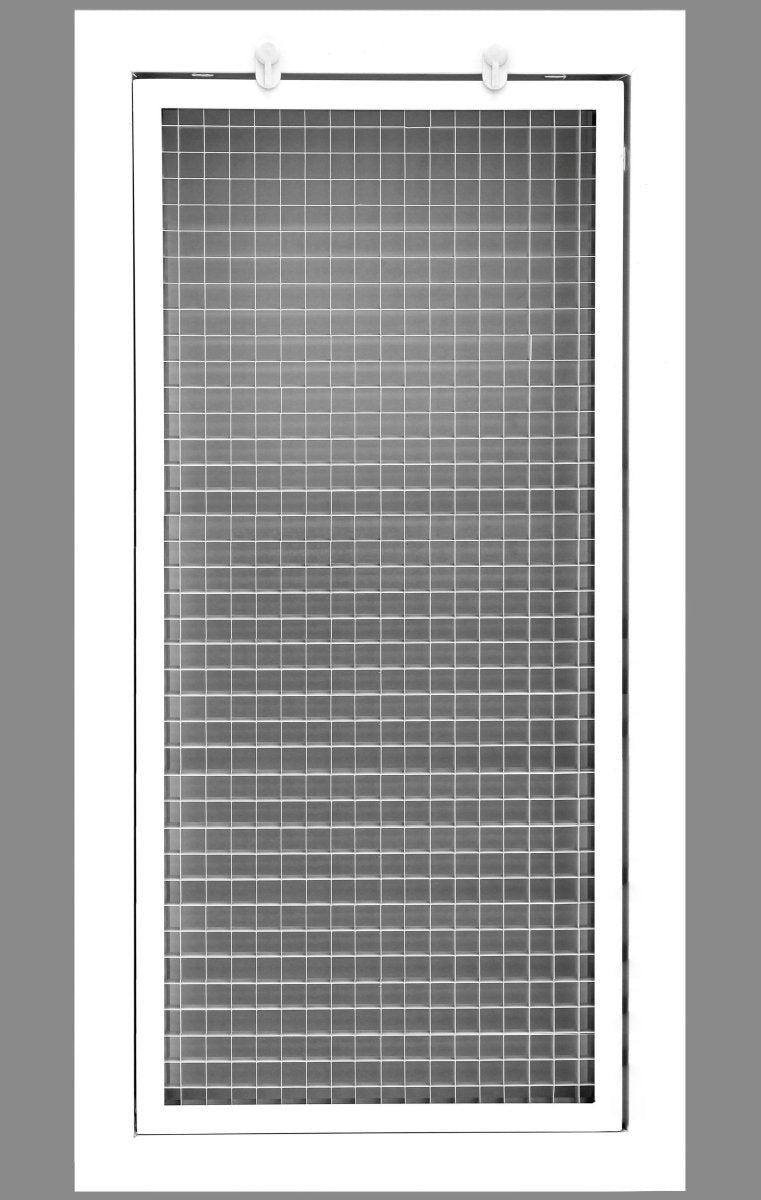 8" x 24" or 24" x 8" Cube Core Eggcrate Return Air Filter Grille for 1" Filter - Aluminum - White [Outer Dimensions: 10.5" X 26.5"] - HVAC PremiumCRFG824