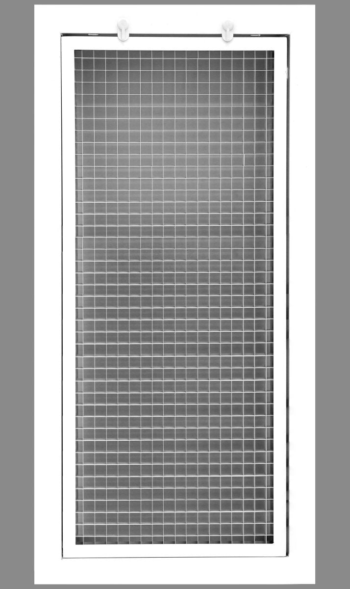 8" x 26" or 26" x 8" Cube Core Eggcrate Return Air Filter Grille for 1" Filter - Aluminum - White [Outer Dimensions: 10.5" X 28.5"] - HVAC PremiumCRFG826