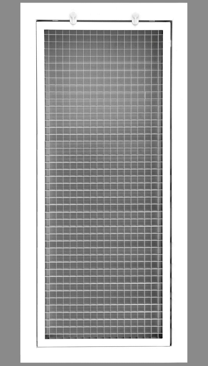 8" x 30" or 30" x 8" Cube Core Eggcrate Return Air Filter Grille for 1" Filter - Aluminum - White [Outer Dimensions: 10.5" X 32.5"] - HVAC PremiumCRFG830