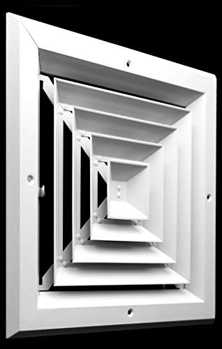 8&quot; x 8&quot; 4 - WAY SUPPLY GRILLE - DUCT COVER &amp; DIFFUSER - LOW NOISE - For Ceiling - With Opposing Damper Blades - HVAC PremiumV884CLNGDSR FBA