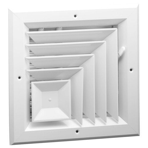 8&quot; x 8&quot; 2-WAY CORNER ALUMINUM CEILING DIFFUSER - With Opposing Dampers via Lever Control