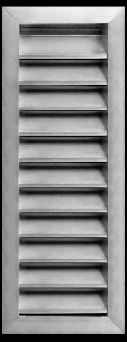 8"w X 24"h Aluminum Exterior Gable Louver Vent for Walls & Crawlspace - Weather - Resistant Air Grille with Screen Mesh - [Outer Dimensions 9.75"w x 25.75"h] - HVAC PremiumLO824