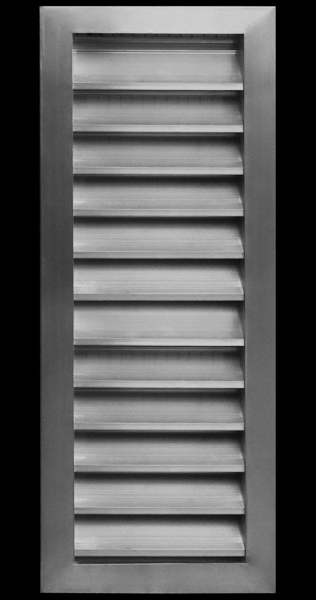8"w X 26"h Aluminum Exterior Gable Louver Vent for Walls & Crawlspace - Weather - Resistant Air Grille with Screen Mesh - [Outer Dimensions 9.75"w x 27.75"h] - HVAC PremiumLO826