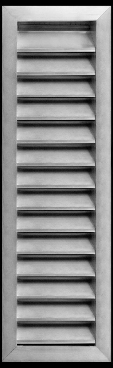 8"w X 34"h Aluminum Exterior Gable Louver Vent for Walls & Crawlspace - Weather - Resistant Air Grille with Screen Mesh - [Outer Dimensions 9.75"w x 35.75"h] - HVAC PremiumLO834