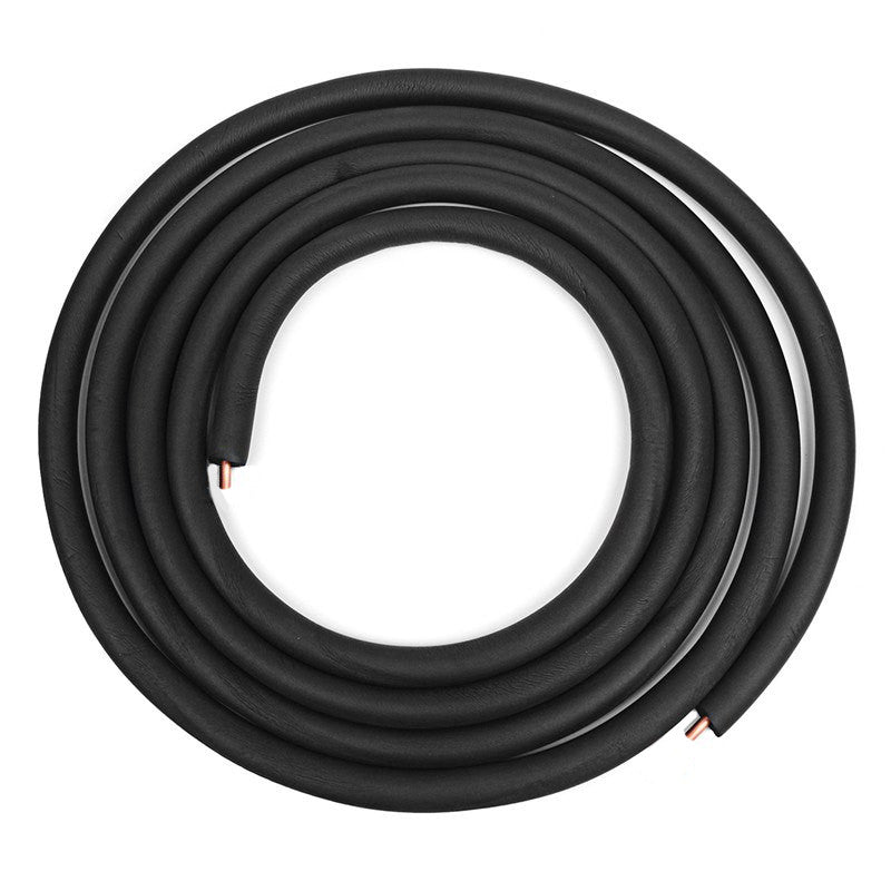 1/2" Insulated Copper Coil Line - Seamless Pipe Tube for HVAC, Refrigerant - 1/2" Black Insulation - 25' Long