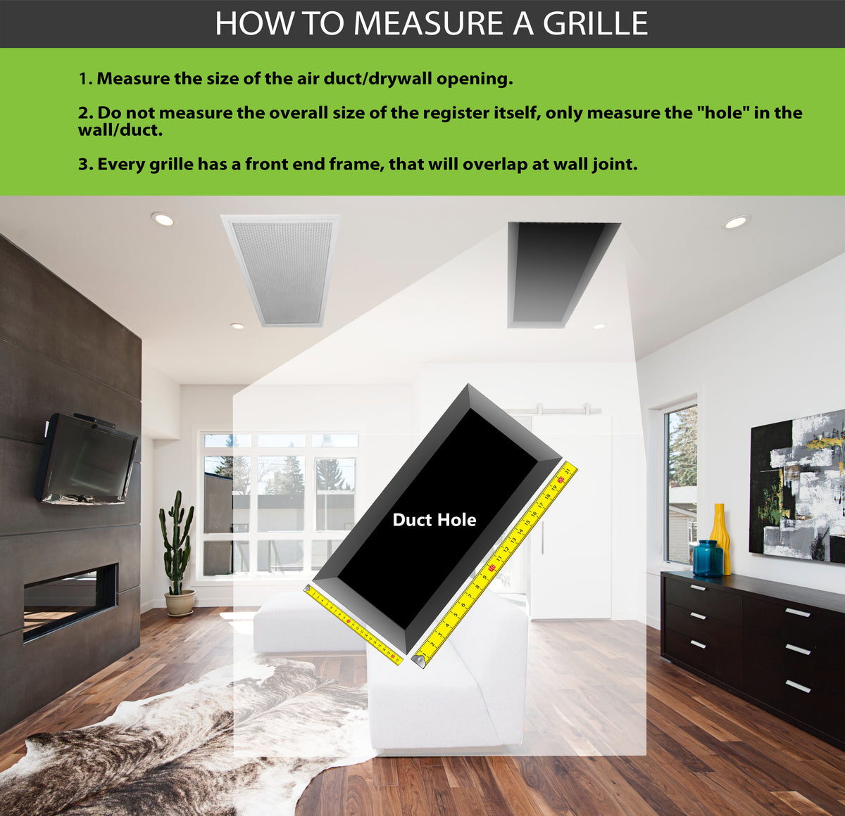 how to measure duct hole for vent grill illustration