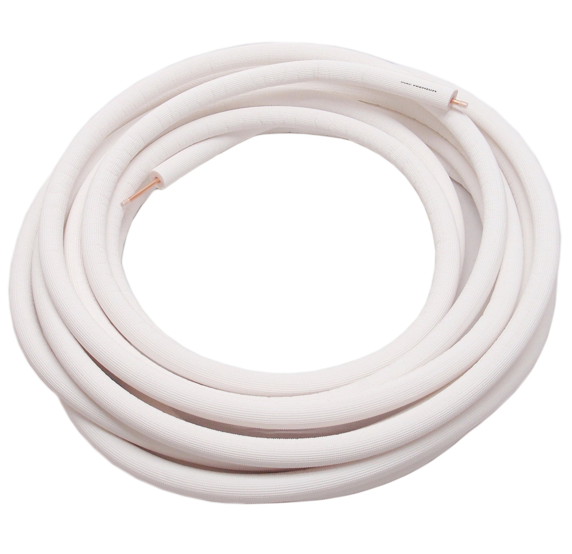 1-1/8" Insulated Copper Coil Line - Seamless Pipe Tube for HVAC, Refrigerant - 1/2" White Insulation - 15' Long