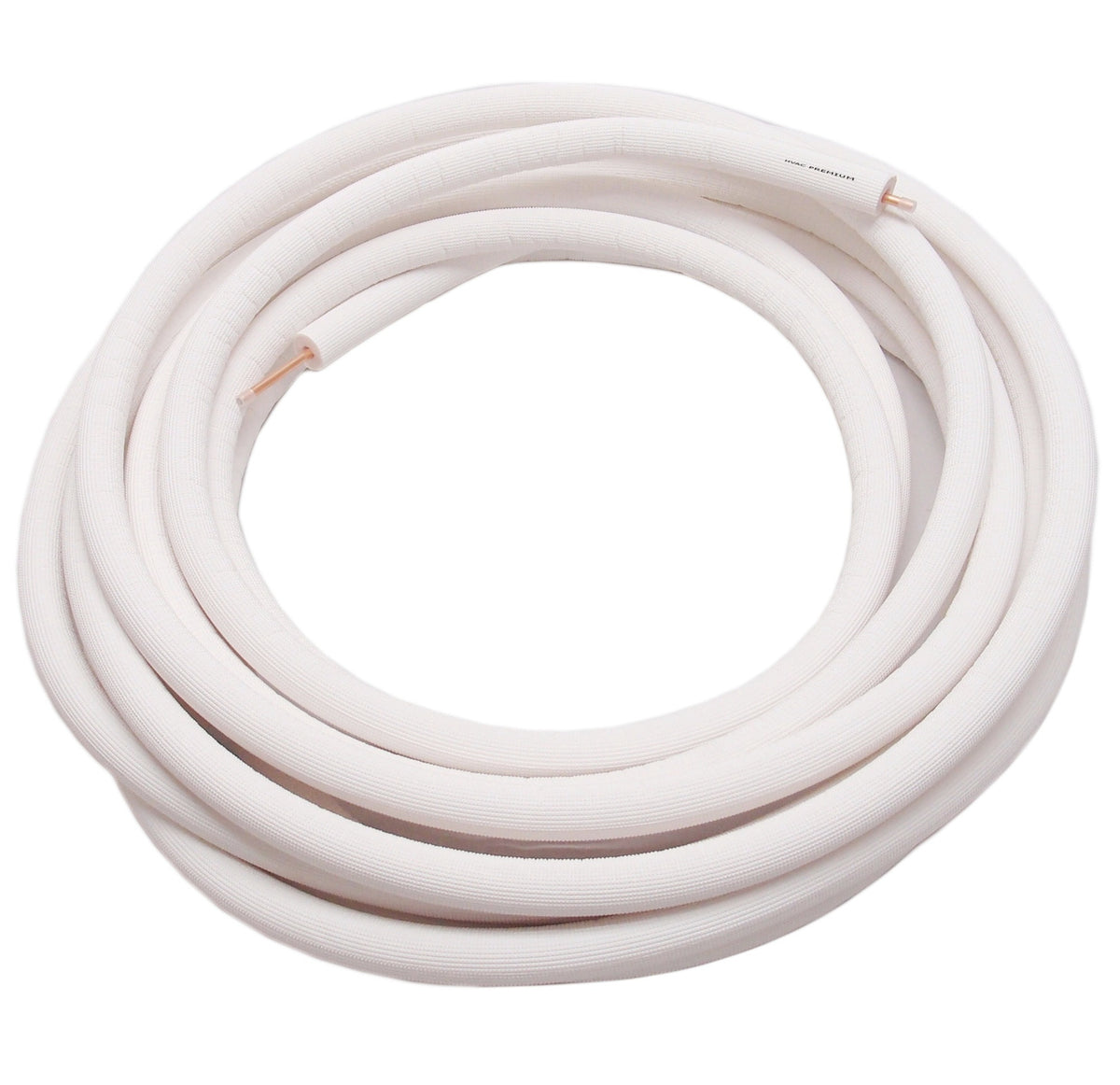 3/8&quot; Insulated Copper Coil Line - Seamless Pipe Tube for HVAC, Refrigerant - 1/2&quot; White Insulation - 15&#39; Long