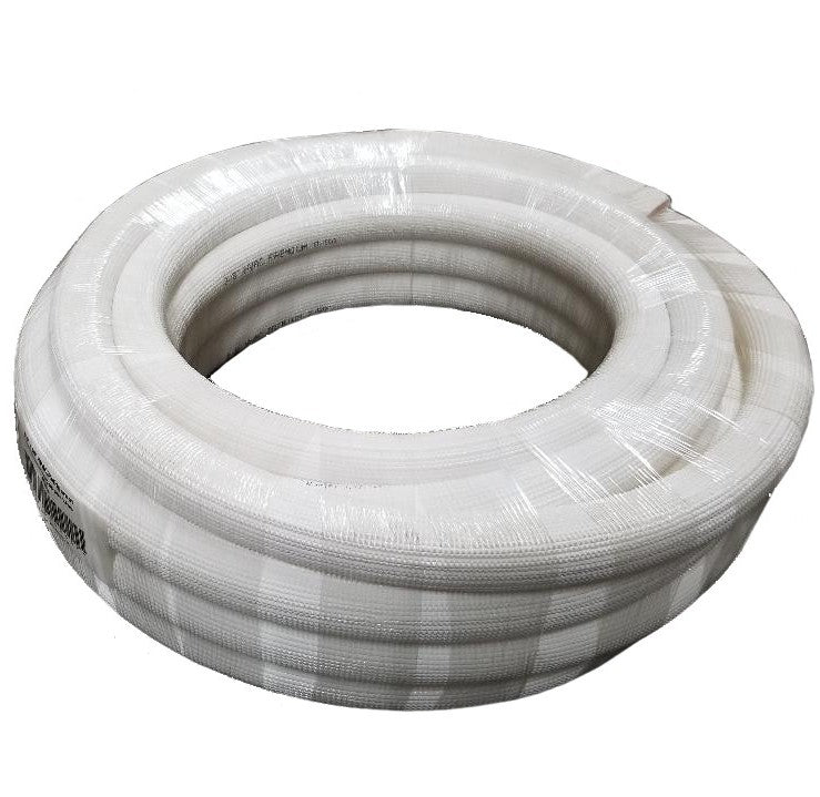 7/8&quot; Insulated Copper Coil Line - Seamless Pipe Tube for HVAC, Refrigerant - 1/2&quot; White Insulation - 50&#39; Long