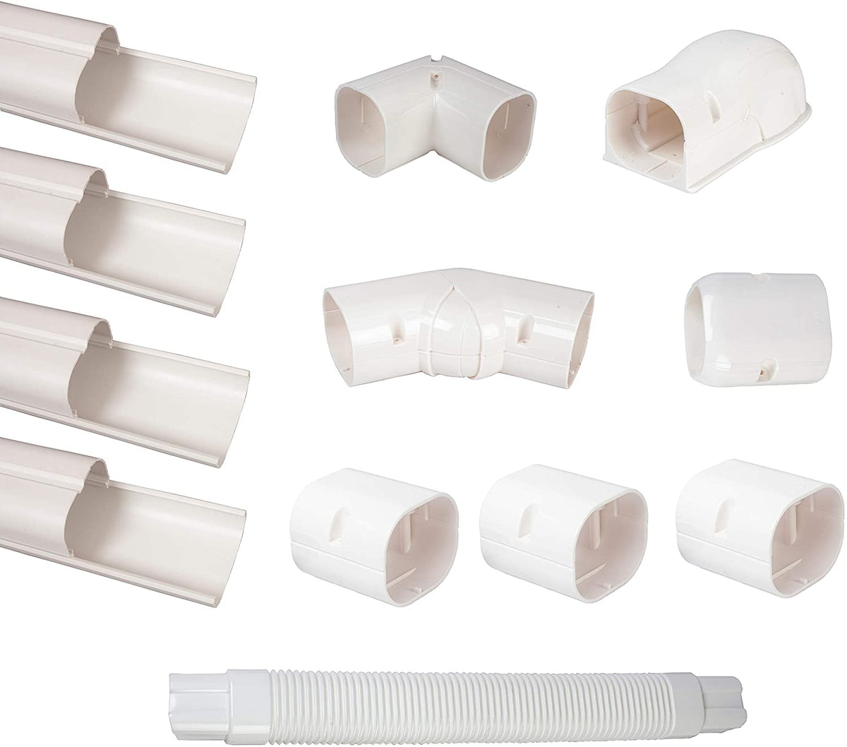 HVAC Premium ABS Plastic Decorative Line Set Cover Corner Cap for Ductless Mini Split Air Conditioners - Pipe Cover - 4&quot; - Beige